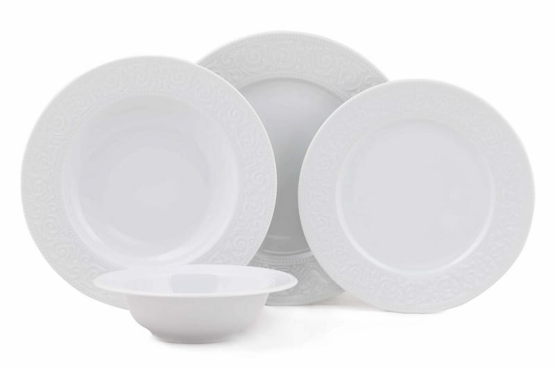 Adine Middagsservis 24 Delar Porslin - Vit - Hushåll - Servering & Dukning - Tallrikar & skålar