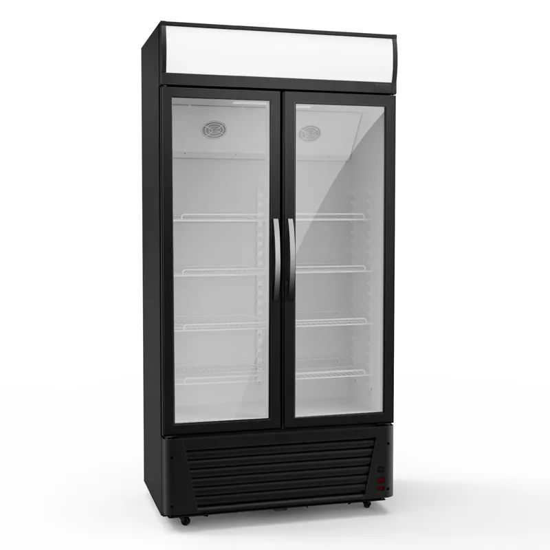 Displaykyl 618L | Energieffektiv & låsbar dryckeskyl | 100x61x195 cm, Svart/Vit