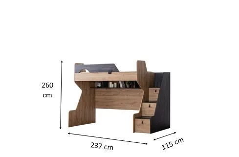 Jento Våningssäng - Antracit/Brun - Möbler - Barnmöbler - Barnsäng & juniorsäng - Loftsäng barn
