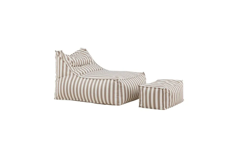 Loungestol Redang med fotpall, Vit/ Beige
