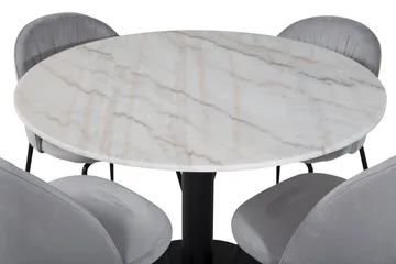 Admira Matgrupp 106 cm Runt Marmor inkl 4 Foyos Stolar - Vit/Svart/Grå - Möbler - Bord & matgrupper - Matgrupper