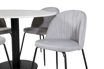 Admira Matgrupp 106 cm Runt Marmor inkl 4 Foyos Stolar - Vit/Svart/Grå - Möbler - Bord & matgrupper - Matgrupper
