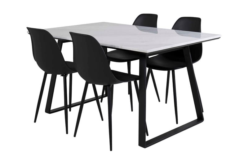 Admira Matgrupp 140 cm inkl 4 Ypas Stolar, Marmor/Vit/Svart