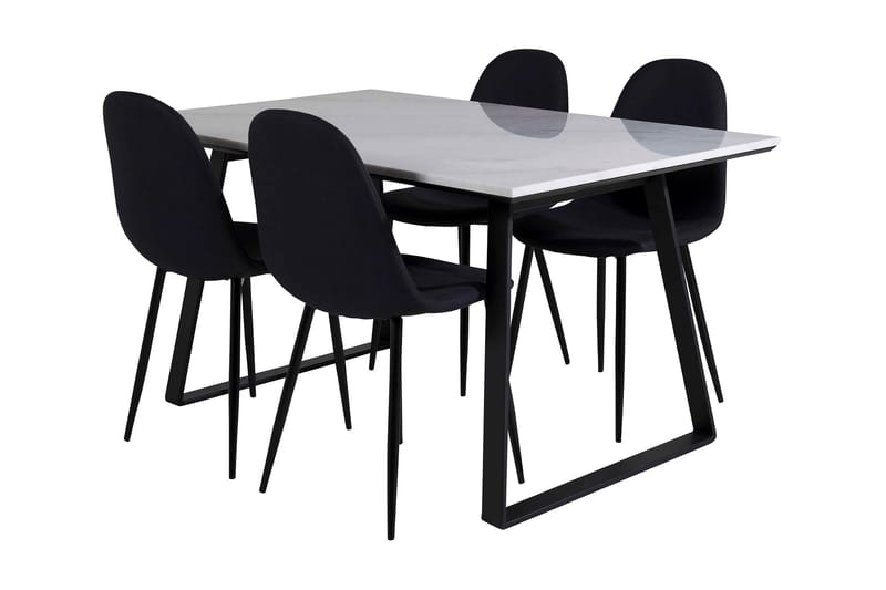 Admira Matgrupp 140 cm inkl 4 Ypas Stolar, Marmor/Vit/Svart