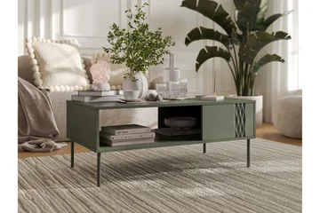 Akiko Soffbord 110 cm Rektangulärt med Hyllor i Trä - Grön - Möbler - Bord & matgrupper - Soffbord