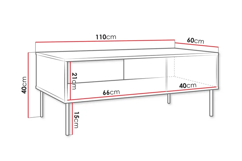Akiko Soffbord 110 cm Rektangulärt med Hyllor i Trä - Grön - Möbler - Bord & matgrupper - Soffbord