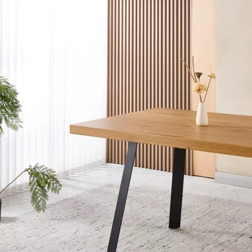 Algot Rektangulärt Matbord 180 cm i Trä och Metall med Ekutseende - Natur|Svart - Möbler - Bord & matgrupper - Matbord & köksbord