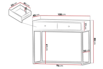 Altenau Sminkbord 100x40 cm - Svart/Brun - Möbler - Bord & matgrupper - Sminkbord & toalettbord