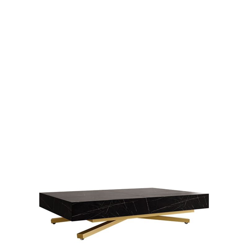 Avendi Soffbord 120 cm, Guld/svart marmor