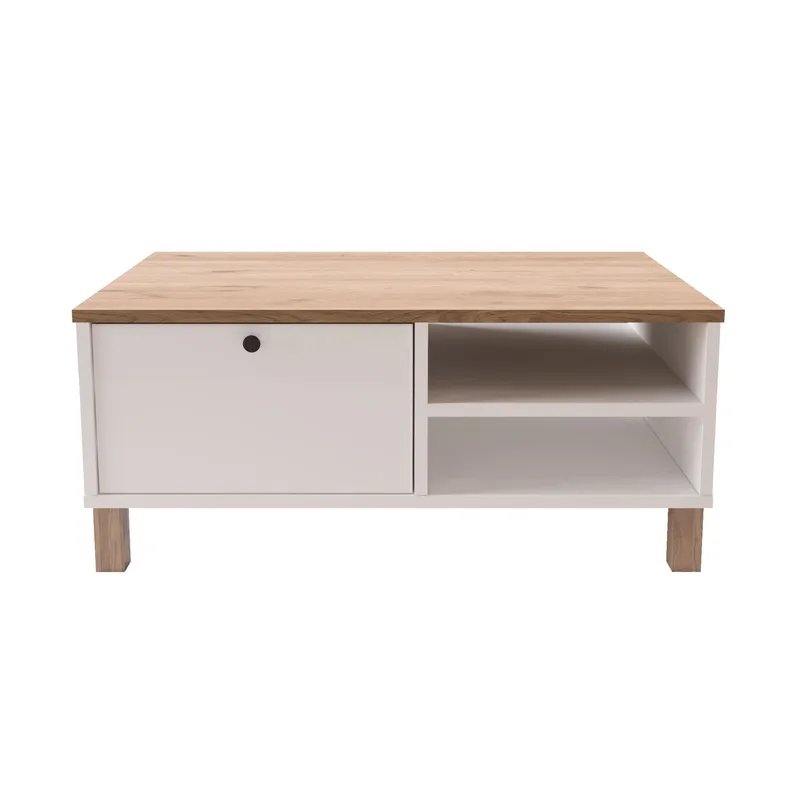 Avero Soffbord 90x38,6x60 cm, Vit och ek