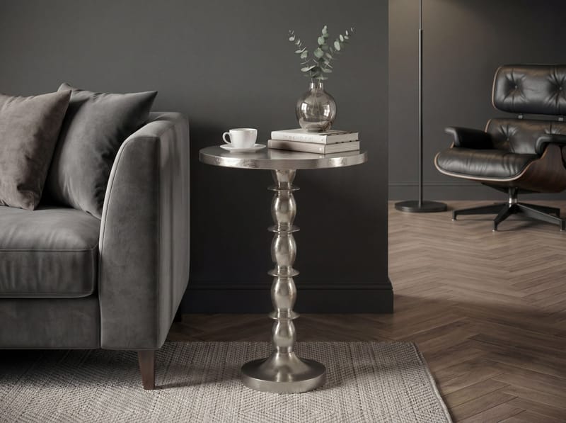Dalor Runt sidobord 40 cm i aluminium med rå finish - silver - Möbler - Bord & matgrupper - Avlastningsbord - Konsolbord & sidobord