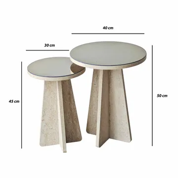 Dasina Sidobord 2 delar 50 cm - Travertin/Brons - Möbler - Bord & matgrupper - Avlastningsbord - Satsbord