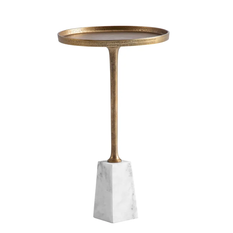 Eliilo Sidobord 34 cm, antikguld och vit marmor