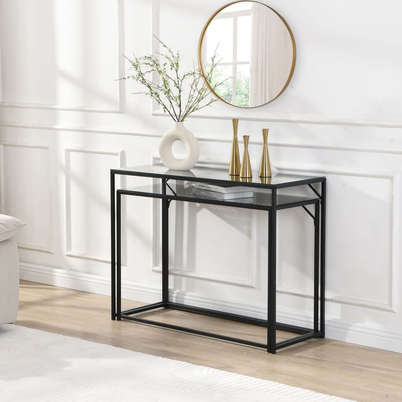Galora Konsolbord 100 cm Set om 2 - Transparent och mattsvart - Möbler - Bord & matgrupper - Avlastningsbord - Satsbord