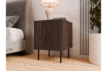 Hammarstrand Sängbord 44 cm i Metall med Trä- och Valnötsutseende, Dold Förvaring - Brun - Möbler - Bord & matgrupper - Avlastningsbord - Sängbord & nattduksbord