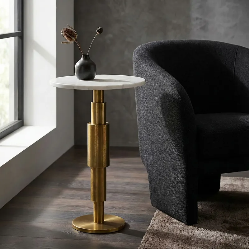 Heluna Sidobord 37 cm - vit marmor och guld - Möbler - Bord & matgrupper - Avlastningsbord - Konsolbord & sidobord