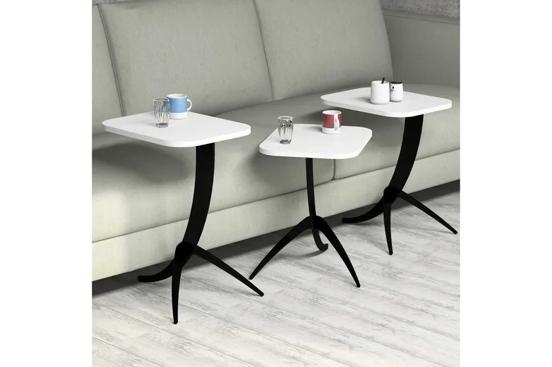 Hovdane Satsbord 45 cm 3 Bord - Vit/Svart - Möbler - Bord & matgrupper - Soffbord