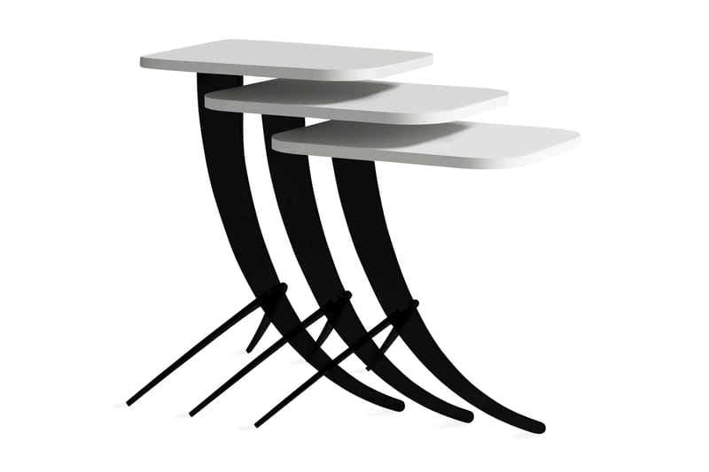 Hovdane Satsbord 45 cm 3 Bord, Vit/Svart