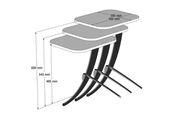Hovdane Satsbord 45 cm 3 Bord - Vit/Svart - Möbler - Bord & matgrupper - Soffbord