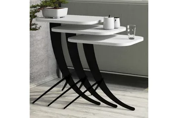 Hovdane Satsbord 45 cm 3 Bord - Vit/Svart - Möbler - Bord & matgrupper - Soffbord