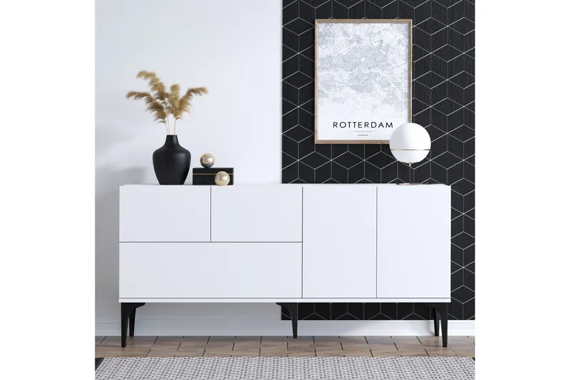 Glise Konsollbord 150 cm, Svart/Vit
