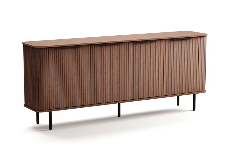 Kopparbo Sideboard med Förvaring Ribbad, Mörkbrunt / Valnöt / Trä