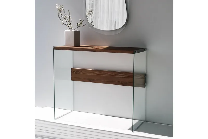 Thorold Sidobord 91 cm - Mörkbrun/Härdat Glas - Möbler - Bord & matgrupper - Avlastningsbord - Lampbord