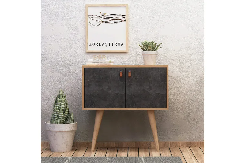 Mod Design Sideboard Läderbeslag - Grå/Trä - Förvaring - Förvaringsmöbler - Sideboard & sk änk