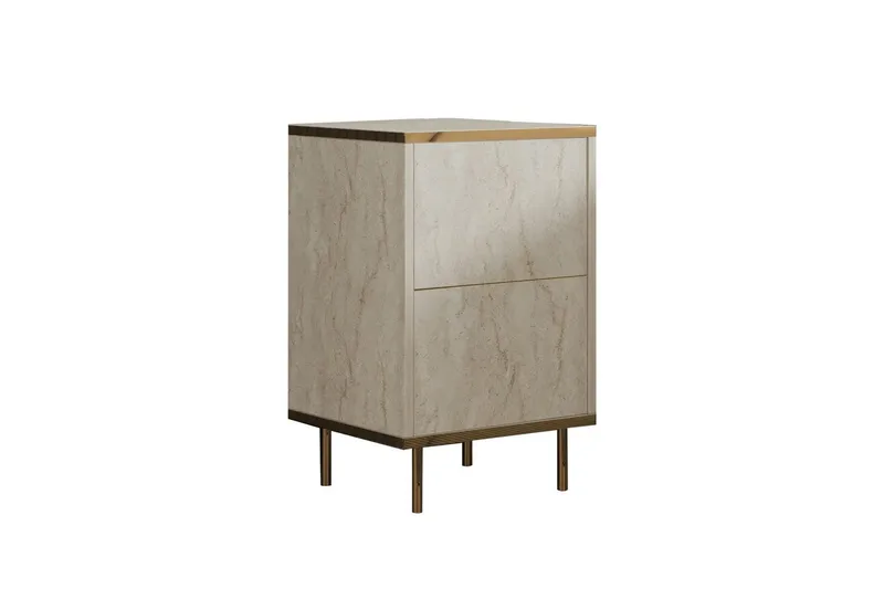 Nattduksbord Imaj Travertin / Rany, Beige/Guld