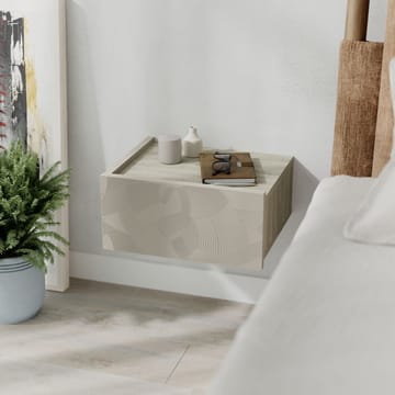 Nilena Vägghängt Sängbord 38 cm med Travertinutseende, Förvaring med Låda - Beige - Möbler - Bord & matgrupper - Avlastningsbord - Sängbord & nattduksbord