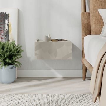 Nilena Vägghängt Sängbord 38 cm med Travertinutseende, Förvaring med Låda - Beige - Möbler - Bord & matgrupper - Avlastningsbord - Sängbord & nattduksbord
