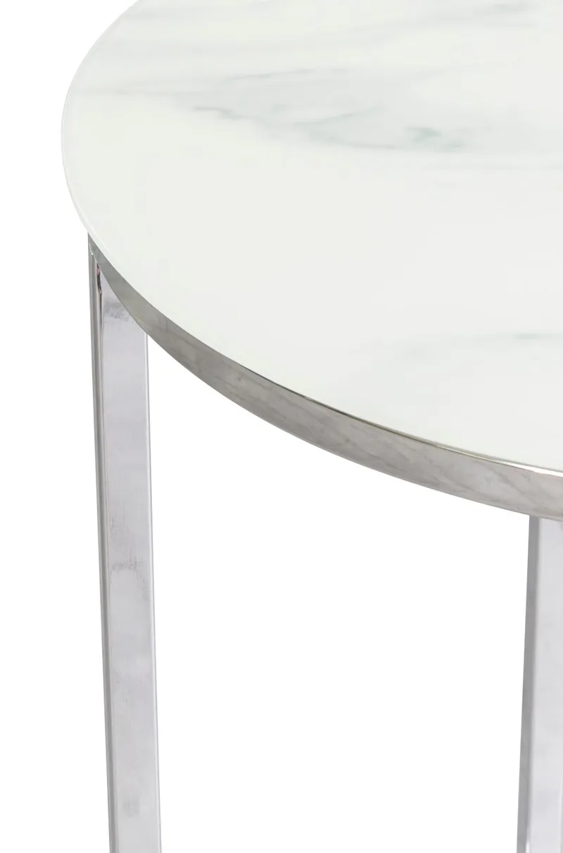 Palasso runt Lampbord Ø40 cm  -  Krom / Ljus marmorering, Krom/Ljus marmorering