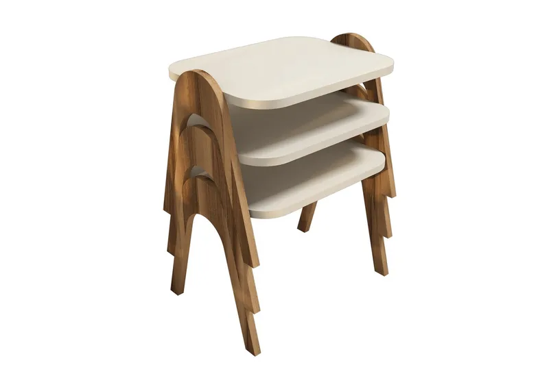 Hovdane Satsbord 49 cm 3 Bord, Vit