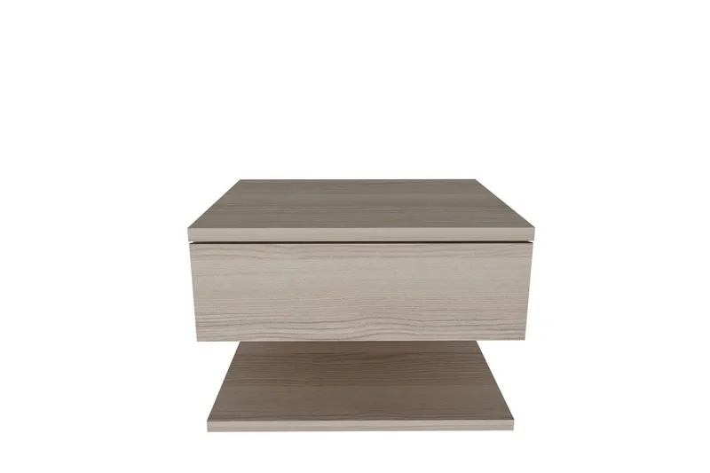 Telo Vägghängt Sängbord 45 cm med Trä- och Ekutseende, Förvaring med Låda, Ljust trä