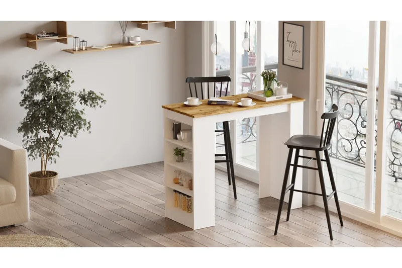 Zambasa Barbord 120 cm - Natur/Vit - Möbler - Bord & matgrupper - Barbord & ståbord