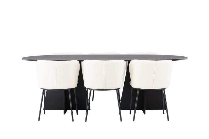 Bariso Matbord 230x115x75 cm Oval med 6 Edina Matstol - Möbler - Bord & matgrupper - Matgrupper