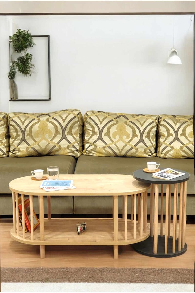 Belvo Soffbordsset 90x43x45 cm - Sapphire Oak och antracit - Möbler - Bord & matgrupper - Soffbord