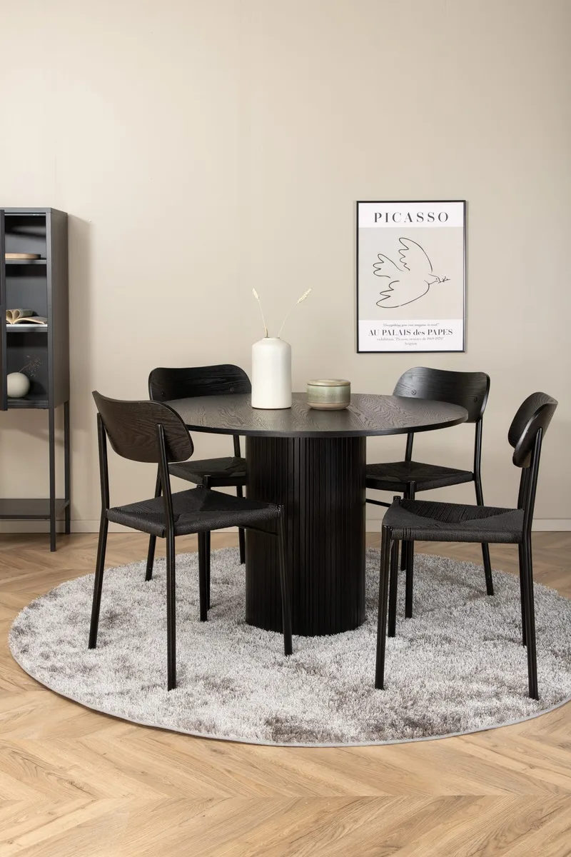 Bianca Matbord 110 cm Runt med 4 Polly Matstol