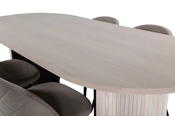 Bianca Matgrupp 200 cm Oval med 4 Velvet stolar - Beige - Möbler - Bord & matgrupper - Matgrupper