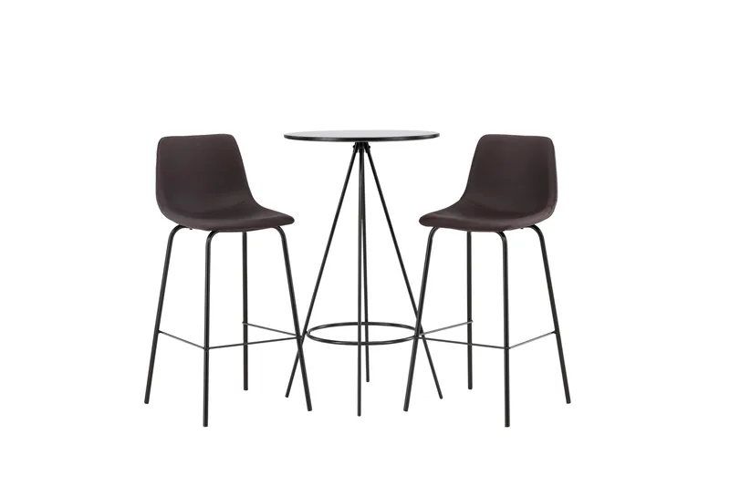 Bistro Matgrupp 60 cm Rund med 2 Alexi stolar, Svart