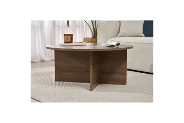 Boro Runt Soffbord 90 cm i Trä med Korsformat Underrede - Brun - Möbler - Bord & matgrupper - Soffbord
