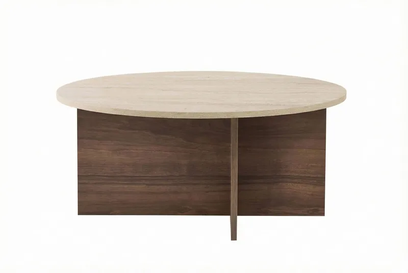 Boro Soffbord 90x40x90 cm, Travertine och Walnut