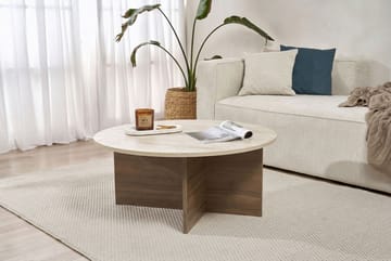 Boro Soffbord 90x40x90 cm - Travertine och Walnut - Möbler - Bord & matgrupper - Soffbord