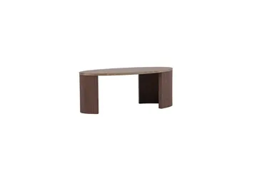 Bristol 120 cm Ovalt Soffbord i Marmor med Räfflade Träben - Mellanbrun - Möbler - Bord & matgrupper - Soffbord