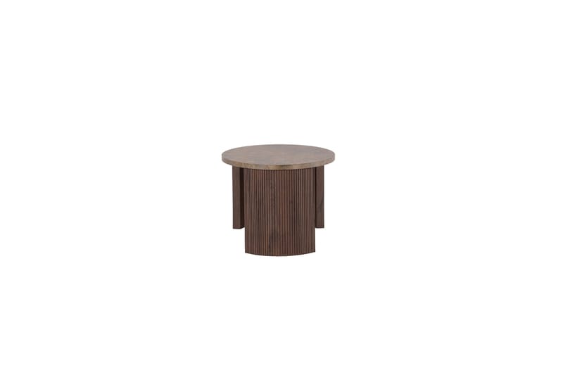 Bristol 120 cm Ovalt Soffbord i Marmor med Räfflade Träben - Mellanbrun - Möbler - Bord & matgrupper - Soffbord