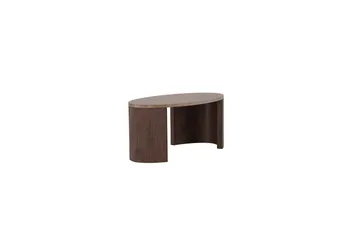 Bristol 120 cm Ovalt Soffbord i Marmor med Räfflade Träben - Mellanbrun - Möbler - Bord & matgrupper - Soffbord