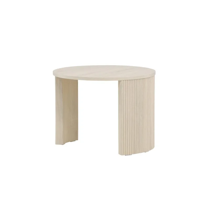 Bristol 60 cm Runt Soffbord i Trä med Räfflade Ben, Beige
