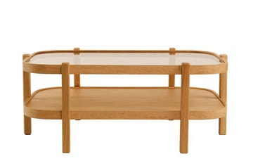 Calnor 70 cm Rektangulärt Soffbord med Hyllor i med Träram - Brunt Rökglas - Möbler - Bord & matgrupper - Soffbord