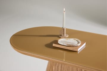 Castor Ovalt Soffbord i Glas med Träunderrede - Beige - Möbler - Bord & matgrupper - Soffbord