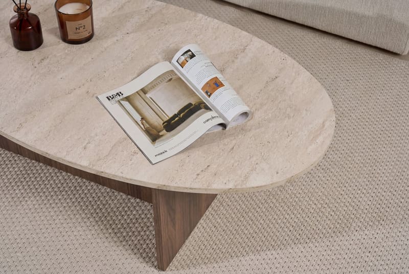Ceyra Soffbord 120x40x65 cm - Travertine Walnut - Möbler - Bord & matgrupper - Soffbord